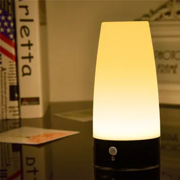 Miegamasis Nakties Šviesos diodų (LED Stalo Lempa PIR Belaidžio LED Judesio Jutiklis Retro Baterija naktinė lempa Šiltai Balta