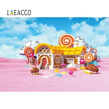 Laeacco Candy House Spurgos Tortas Saldainis Baby Shower Fotografijos Fonas Su Gimtadieniu Fotografijos Backdrops Foto Studija