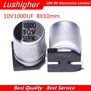 10vnt 10V 1000UF Dydis 8x10mm SMD 10V1000UF Aliuminio Elektrolitinių Kondensatorių