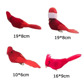 Dirbtinių Paukščių Sodas, Namų Apdaila Raudona Clip-on Plunksnuočių Paukščių Kalėdų Medžio Miniatiūriniai Netikrą Atostogų Šalis Tiekimo Ornamentu