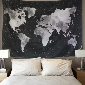 Žvaigždėtas Pasaulio Žemėlapyje Gobelenas Black & White abstrakčiosios Tapybos Sienos Kabo Namų Dekoro Gyvenimo Kambario, Miegamasis Bendrabučio Kambario