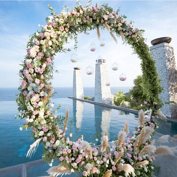 Vejos Vestuvių Geležies Arkos Lauko grandiozinis renginys Etape Šalis Backdrops gėlių, balionų Laikymo gėlių takas eilėje kelių švino dekoras