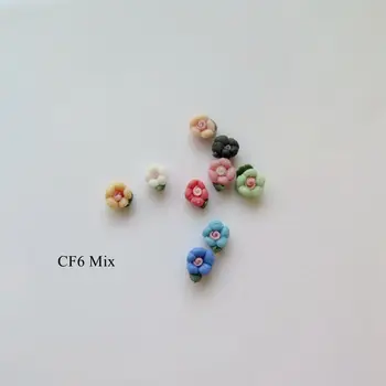 CF6 30pcs Mielas Mini 4MM Keramikos 5-Žiedlapis Gėlės Formos Nagų Dailės Apdaila Rankų darbo Keramikos Gėlių