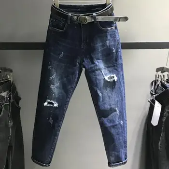 Plus Size 26-31!2019 m. Pavasarį Naujas Mados Ripped Jeans Skylę Džinsai Moterims Prarasti Haremo Kelnės Mergaitėms