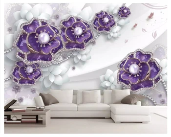 Beibehang Šiuolaikinės mados dekoratyvinis dažymas tapetų paprasta reljefinis minkštos bižuterija, gėlės kambarį foną