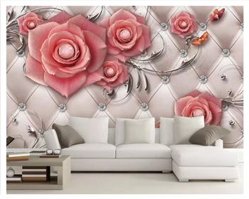 Beibehang Šiuolaikinės mados dekoratyvinis dažymas tapetų paprasta reljefinis minkštos bižuterija, gėlės kambarį foną