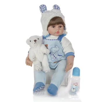 24 Colių Reborn Baby Doll, 60 cm Silikono Minkštas Gyvas Naujagimis bebe berniukas vaikiška lėlė Vaikų dovanų boneca Brinquedos