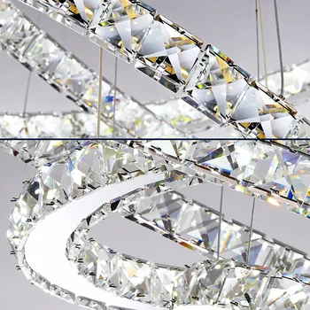 Nerūdijančio Plieno Deimantų Kristalų Led Pakabukas Lemputė 3 Žiedus, Apšvietimas, Dekoratyviniai Kabo Lempa Lubų Šviestuvas Droplight Balta Šviesa