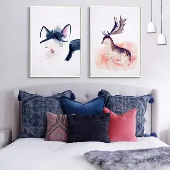 Katė Briedžių Flamingas gyvūnų aliejaus tapybos drobės plakatai sienos meno spaudiniai, Vaikų Kambarys decoracion Modulinės nuotraukos sienos freskos