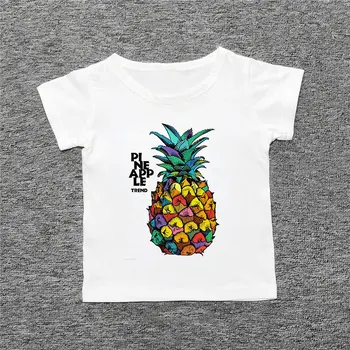 Nauja versija Vėliau kaip 2020 M. Vasarą T-shirt Vaikai Ananasų Vaisių Spausdinti Mergaičių marškinėliai Kawaii ' s Apvali Kaklo Top marškinėliai Berniukams