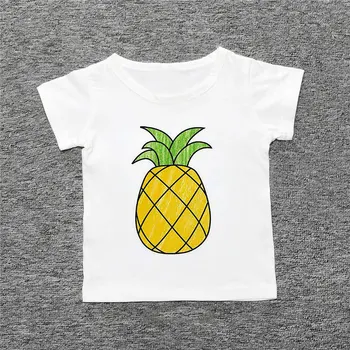 Nauja versija Vėliau kaip 2020 M. Vasarą T-shirt Vaikai Ananasų Vaisių Spausdinti Mergaičių marškinėliai Kawaii ' s Apvali Kaklo Top marškinėliai Berniukams