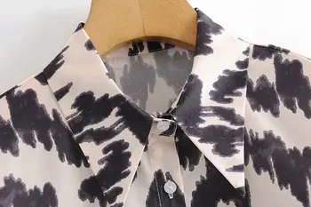 Pavasarį, Rudenį Ponios Megztinis Marškinėliai 2021 Mados Laukinių Prarasti Gatvės Stiliaus Atvartas, Viršuje Leopard 