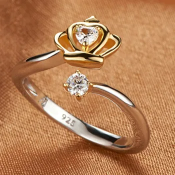 Naujas Mados , Sidabrą, Karalienės Karūnos Reguliuojamas Žiedo Vestuvinį Žiedą, Moterims Mados Kalėdų Dovana
