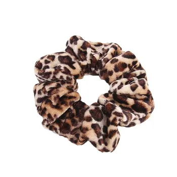 Nemokamas pristatymas Mados moterų aksomo žiemos leopardas spausdinti plaukų juostos plaukų scrunchies mergaitės plaukų kaklaraištis priedai plaukai surišti į uodegą holde