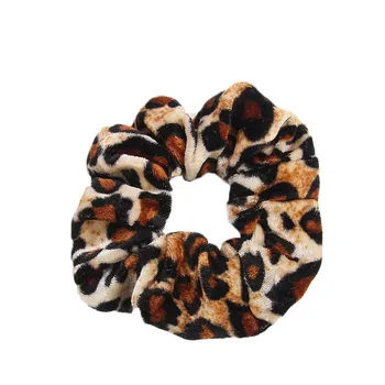 Nemokamas pristatymas Mados moterų aksomo žiemos leopardas spausdinti plaukų juostos plaukų scrunchies mergaitės plaukų kaklaraištis priedai plaukai surišti į uodegą holde