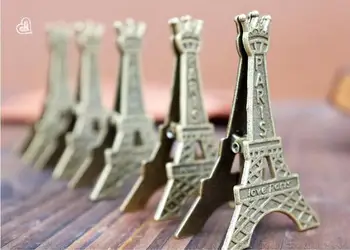 200pcs Paryžiaus EiffelTower Brozen Vieta, Stalo Kortelės Turėtojo Pranešimą Valdybos Įrašą Vestuvių Naudai Dovana Apdaila+DHL Nemokamas Pristatymas