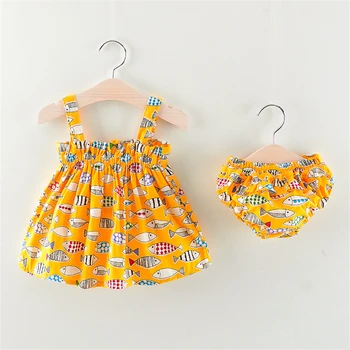 Kūdikių naujagimių mergaičių suknelė drabužius mažesnis spausdinti rankovių mergina dress + pp kelnės kūdikiams 2vnt