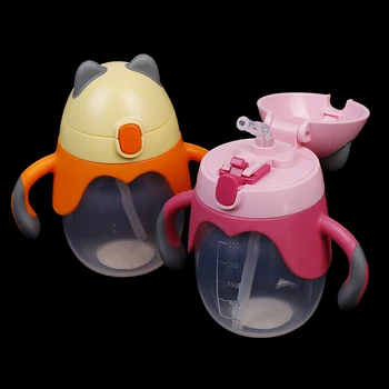 Sippy cup 250ml nešiojamų vaikas kūdikį krūtimi geriamojo išmokti gėrimo butelis su rankena