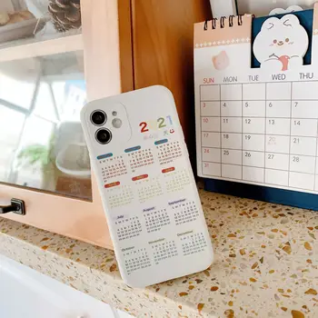 Retro kawaii Sieninis kalendorius meno Japonijos Telefono dėklas skirtas apple iPhone 12 11 Pro Max Xr Xs Max 8 7 Plius 7Plus atveju Mielas Minkštas viršelis