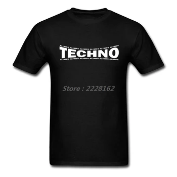 80'S Vintage Suaugusiųjų Rokeris T Shirts I Love Techno Populiarus Raidžių Drabužių Vyrams Dizaino Trumpas Rankovės Medvilnės Shirt Mens Vasaros