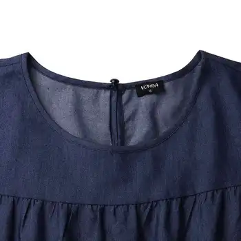Moterų Suknelė Sundress Behemian Atsitiktinis ilgomis Rankovėmis Demin Mini Suknelė 2021 VONDA Pavasario Rudens Apdaras Femme Plus Size Vestidos S-5XL