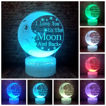 Romantiška 3D Iliuzija LED Stalas naktinė lempa Spalvinga Miega Šviesos 