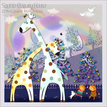 Sofija Grožio Mozaika Kryželiu Pora Žirafa diamond siuvinėjimo gyvūnų kalnų krištolas Amatų tapybos kitssquare Menų Amatų