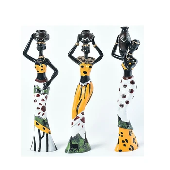 Naujas 3Pcs Nustatyti Egzotiškas Afrikos Moteris, Papuošalai Afric Genčių Lady Dervos Statula Kawaii Rožinė Mergaitė Senovinių Namų Dekoro Priedai