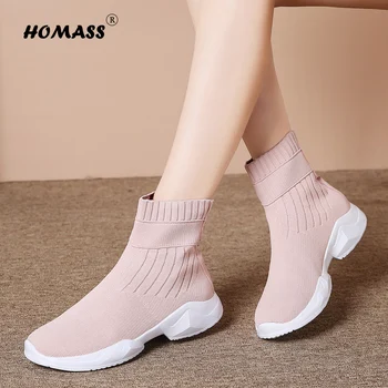Moterų Kojinės batai ne-odos atsitiktinis mados batai pavasario rudens batai šviesos brethable guma kieta kulkšnies moterų batai