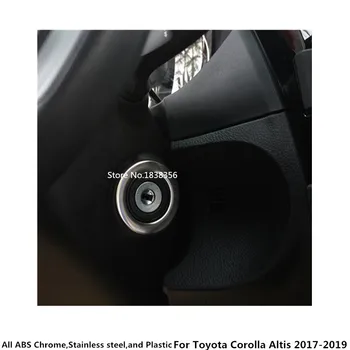 Automobilių nerūdijančio plieno lempos mygtuką pradėti, variklio Start Stop Uždegimo Raktą, Žiedą, rėmas 1pcs Toyota Corolla Altis 2017 m. 2018 m. 2019 m.