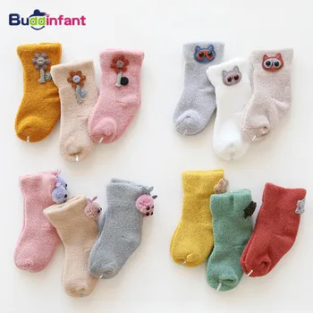 Kūdikių kojinės šiltos žiemos kojinių naujagimių kojų šilčiau bebe berniukas juokingas kojines kilpinių medvilninių kojinių kūdikis, mergaitė žiemą koja dėvėti 3 poros/daug