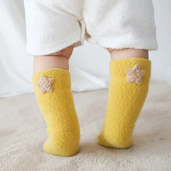 Kūdikių kojinės šiltos žiemos kojinių naujagimių kojų šilčiau bebe berniukas juokingas kojines kilpinių medvilninių kojinių kūdikis, mergaitė žiemą koja dėvėti 3 poros/daug