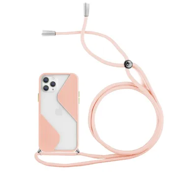 Funda S-Line Xiaomi Redmi 9 + Cordón Salmón - Silicona Gelio Tpu Cuerda colgar Transparente