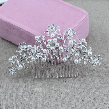 19 Stilius Europos Gėlių Plaukų Šukos Crystal Pearl Gėlių Nuotakos Plaukų Aksesuarai Moterims Mergina Vestuvių Plaukų Papuošalai