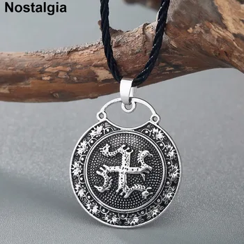 Nostalgija Vikingų Drakonas Karoliai Su Gėlių Modelio Pagonių Talismanas Slavų Kolovrat Pakabukas Amuletas