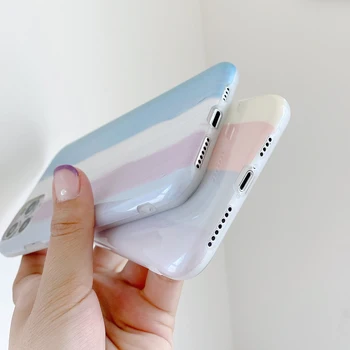 Vaivorykštė Aurora Lazerio Telefono dėklas skirtas iPhone 11 Pro X Xr XS Max 7 8 Plus SE 2020 m., Minkštas DTD Visą Protecter atsparus smūgiams Galinį Dangtelį