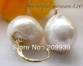 Nemokamas pristatymas hj 004 tikras baroko balta keshi atgimsta perlo auskaru