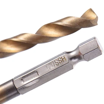 13pcs HSS greitapjovio Plieno Twist Drill Bits 1.5-6.5 mm 4241 Titanu padengti Šešiabriauniu Kotu Twist Drill Šešiabriaunį Varžtą Grąžtas
