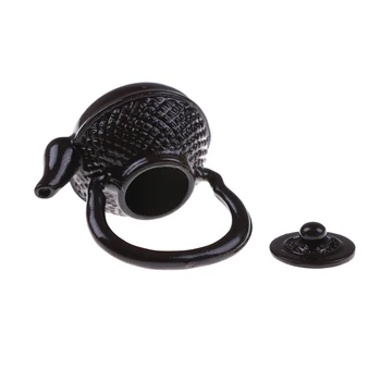 Metalo Black Verdančio Vandens Virdulys už 1/12 Lėlių Virtuvės Valgyklą Miniatiūriniai 15x30mm