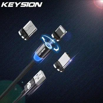 KEYSION Tipas-C LED Magnetinio Kabelis Xiaomi Mi 9T Redmi K20 Pro Micro USB Įkroviklio Laidą 
