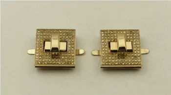 (10 VNT./daug) Gamintojas Didmeninės Rankinės Aparatūros Priedai Upscale Rankinės Aukso Epoksidinės Diamond Twist Lock Metalo Accessories