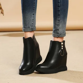 {Zorssar} Nekilnojamojo odos moteriški batai platformos batai atsitiktinis aukštis didėja moterų batai aukštakulniai zapatos de mujer botas