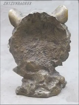 Kinija GRYNAS Bronzos mielas Tigras vadovas VEIDO karalius žvėris Statula