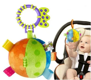 Candice guo! spalvinga kūdikių žaislas barškutis medžiaga kamuolys tekinimo pakabinti minkštas sugriebti kamuolį drebulys bell 1pc