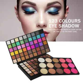 123 Spalvų Paletės Eyeshadow Pro Akis Blush Pabrėžti Matinis Makiažo Priemonių Rinkinys, Baltos Perlamutro Matinis Eyeshadow Grožio Rinkinys