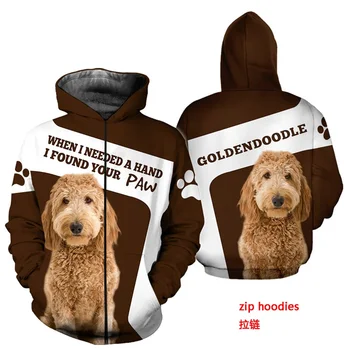 Naujas Mados karšto pardavimo Vyrai moterys goldendoodle šuo limited edition 3d užtrauktukas hoodies ilgomis rankovėmis Hoodies viršuje 8522