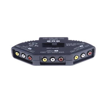 Naujas 3-Way Audio Video AV Jungiklio Langelį RCA Juoda Selektorių Perjunkite Lauke Splitter su 3RCA Kabelis Visų įprastų AV Prietaisai