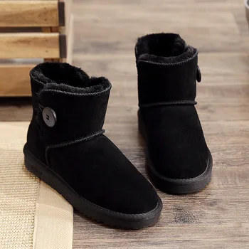 2019 žiemą oda sniego batai moteriški batai trumpas vamzdis medvilnės batai duona batus neslidžiais sustorėjimas, aukščiausios kokybės