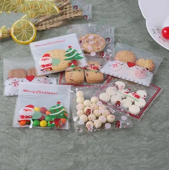 25Pcs Kalėdų Plastikinius Maišelius Saldainių, Sausainių Maišelį Lipnios Plastiko Maišelį Sausainių Užkandis Kepimo Paketą Prekes