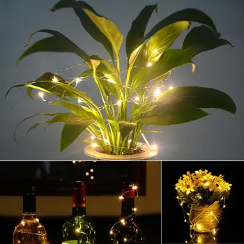 2M 20 LED Vyno Butelis String Žibintai Kamštienos Formos Stiklo Kamščiu Lempos Kalėdų 
